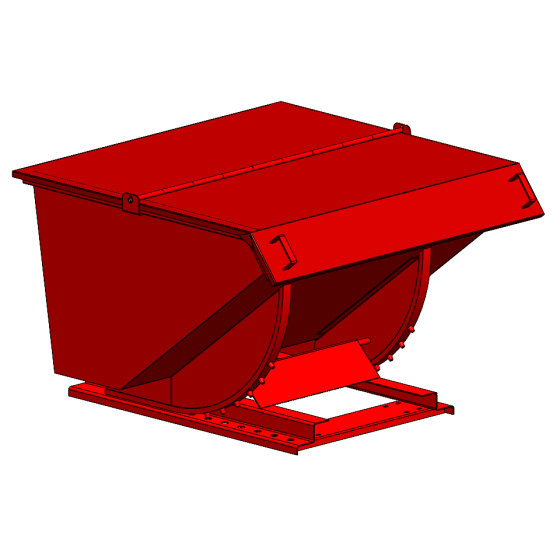 self dumping hopper, red, with lid
