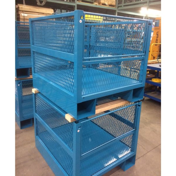 Storage container with fork pockets