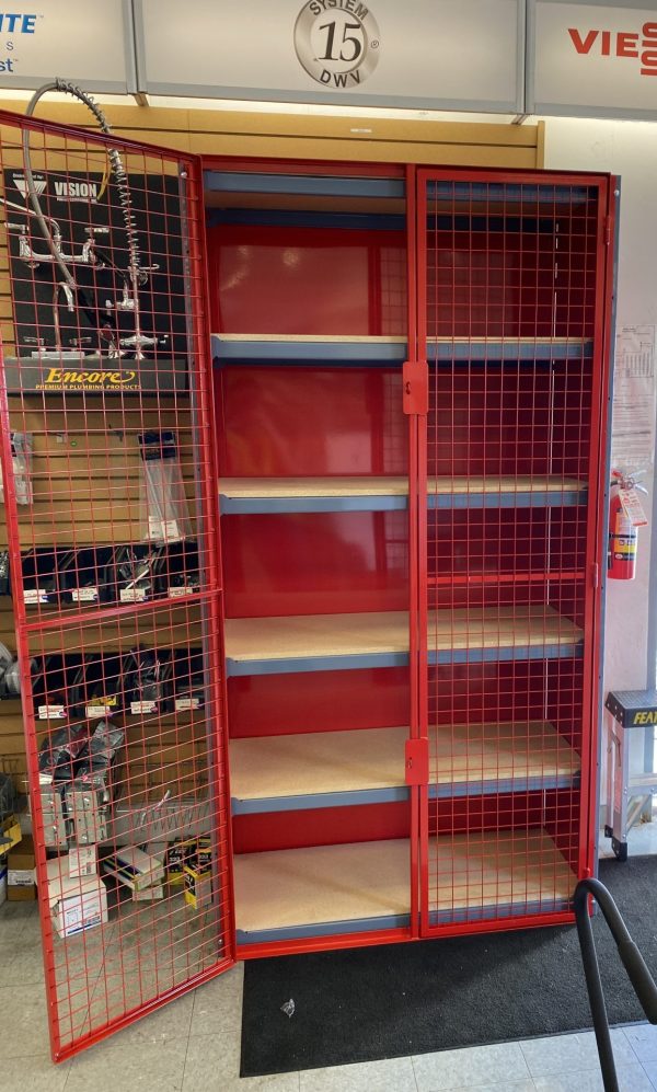 locking security cabinet, 5 shelves