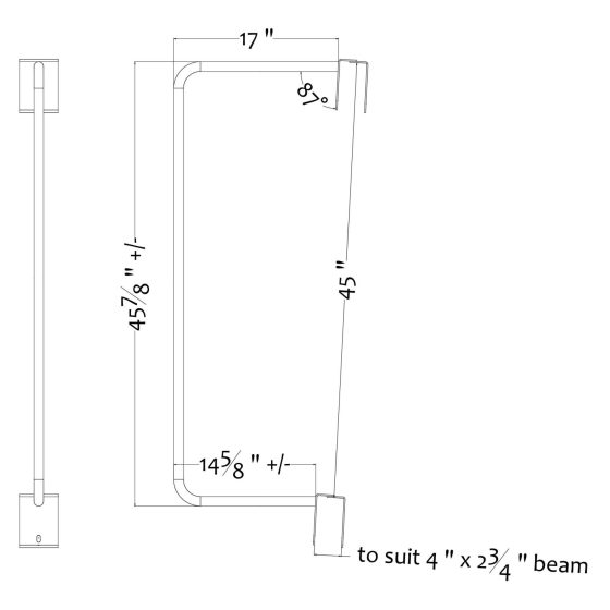 Drawing of 17 inch by 45 inch bar stock rack divider