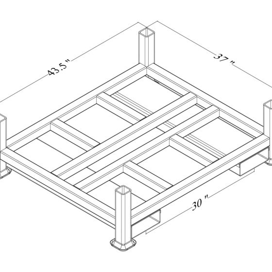 Stacking rack with fork pockets